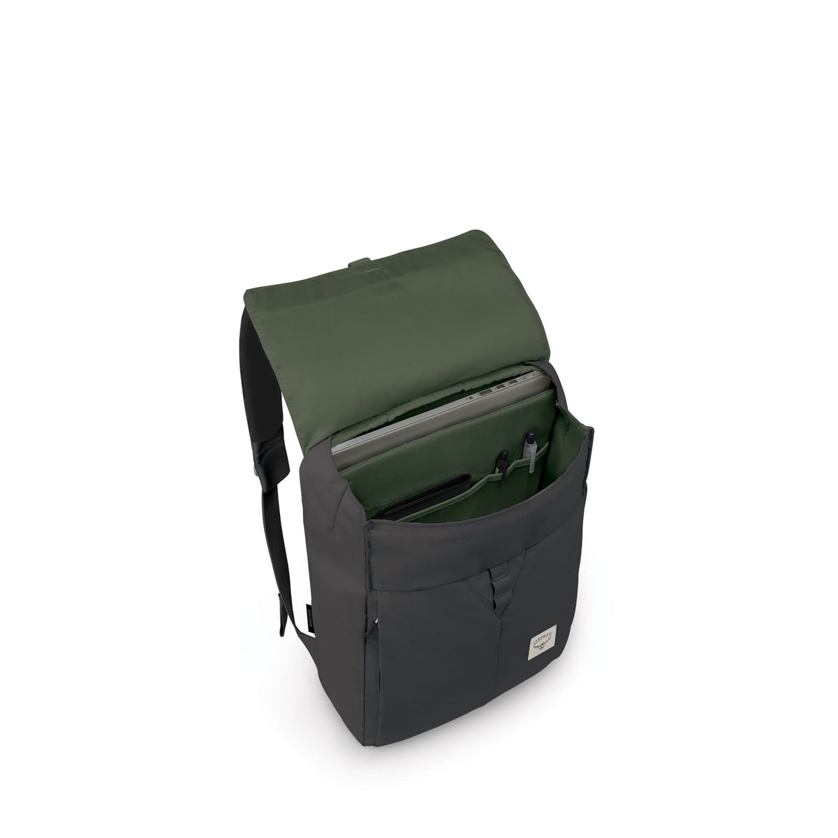 Osprey Arcane Flap Pack 14L in Black — interior view