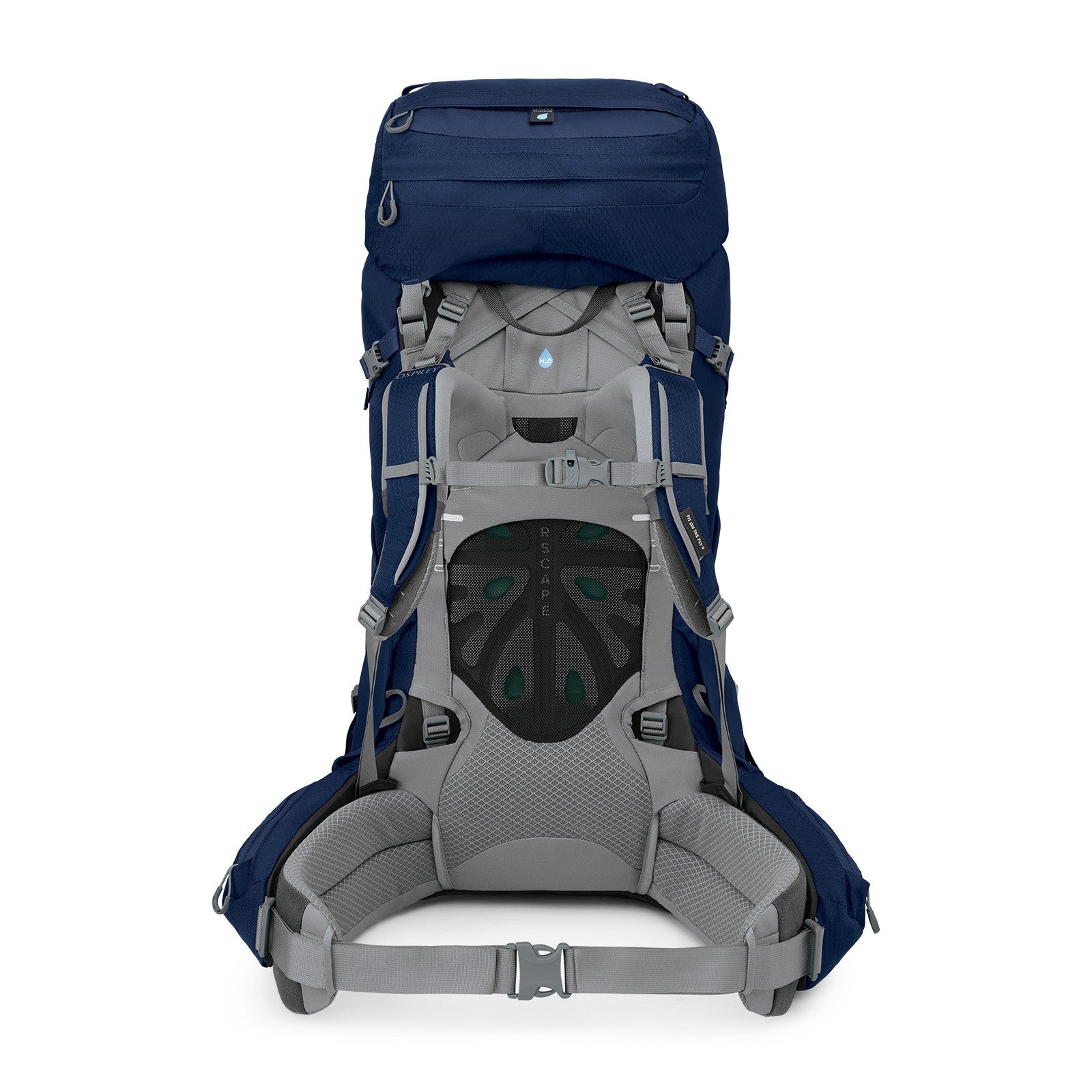 Osprey Ariel 65 Extended Fit Women's Hiking Backpack 65L in Ceramic Blue — angle view 3