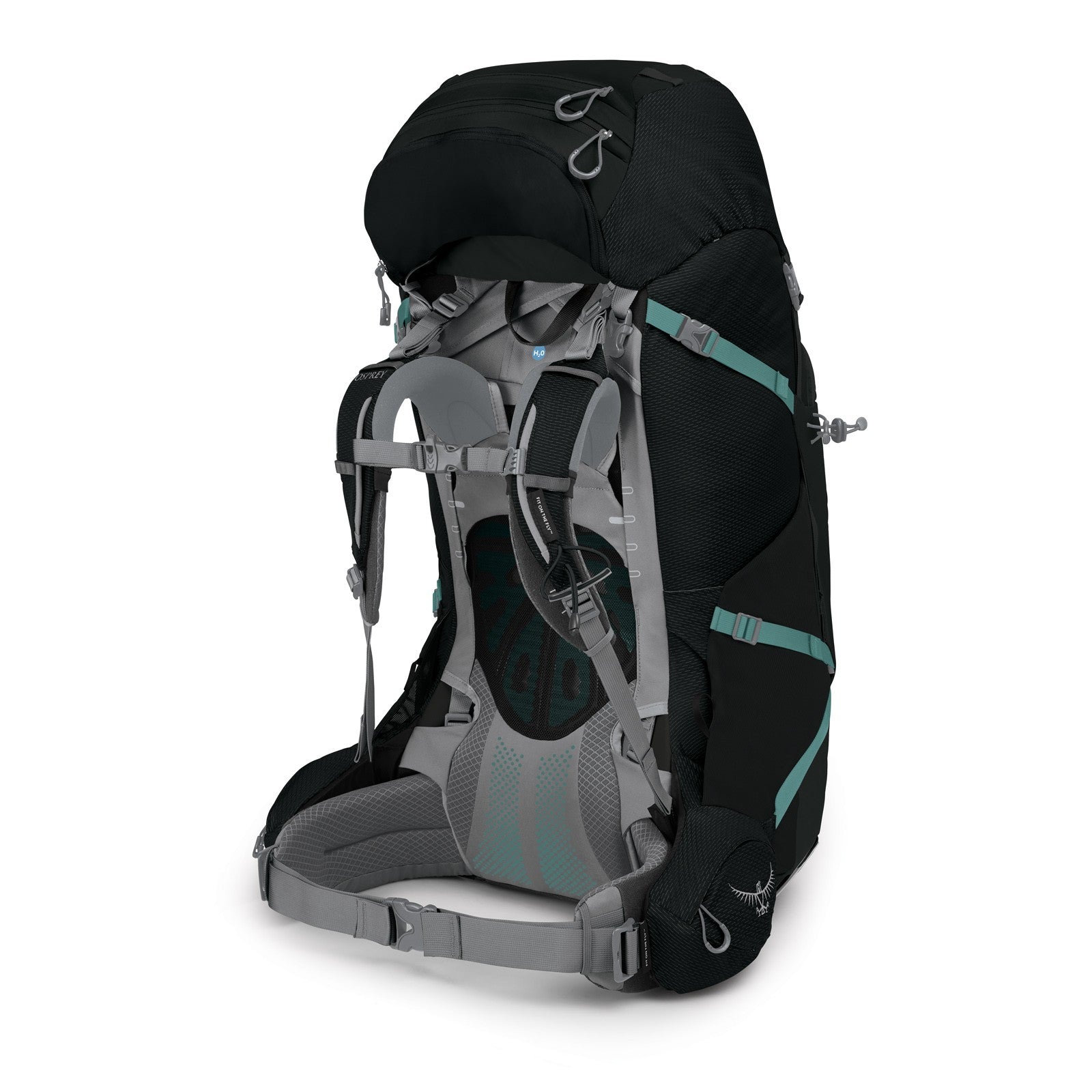 Osprey Ariel Plus 85 Women's Hiking Backpack 85L in Black — back view