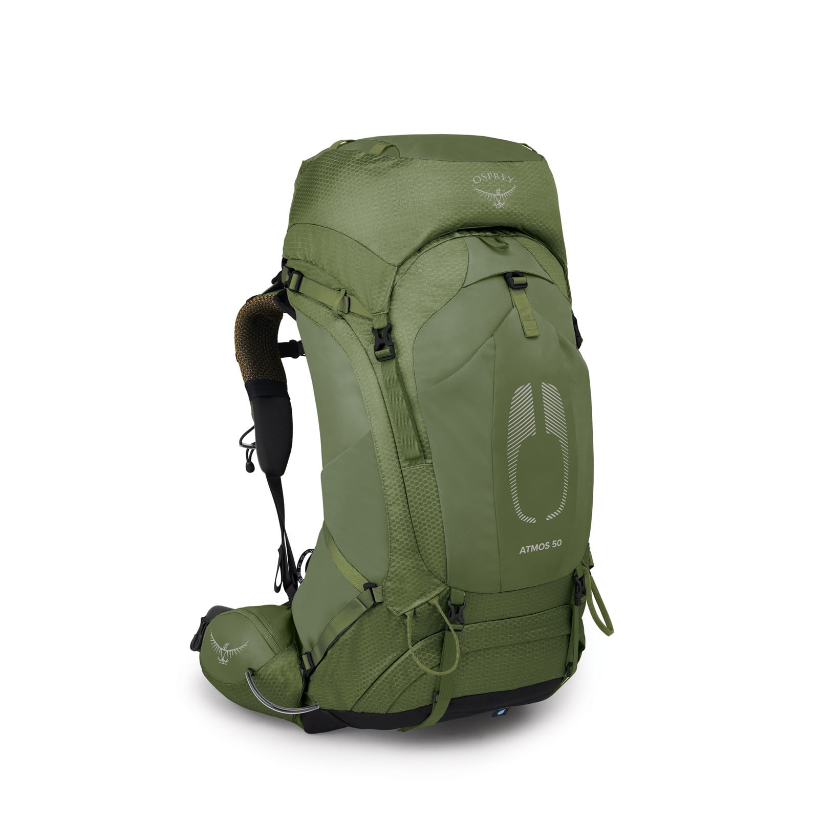 Osprey Atmos AG 50 Backpacking Pack 50L in Mythical Green — front view