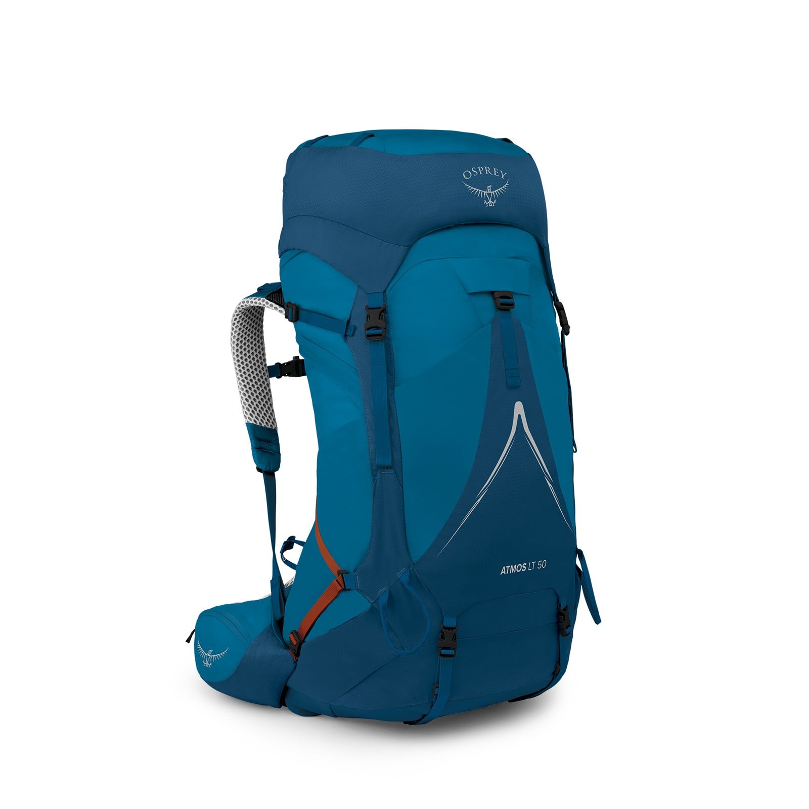 Osprey Atmos AG LT 50 Backpacking Pack 50L in Night Shift/Scoria Blue — front view