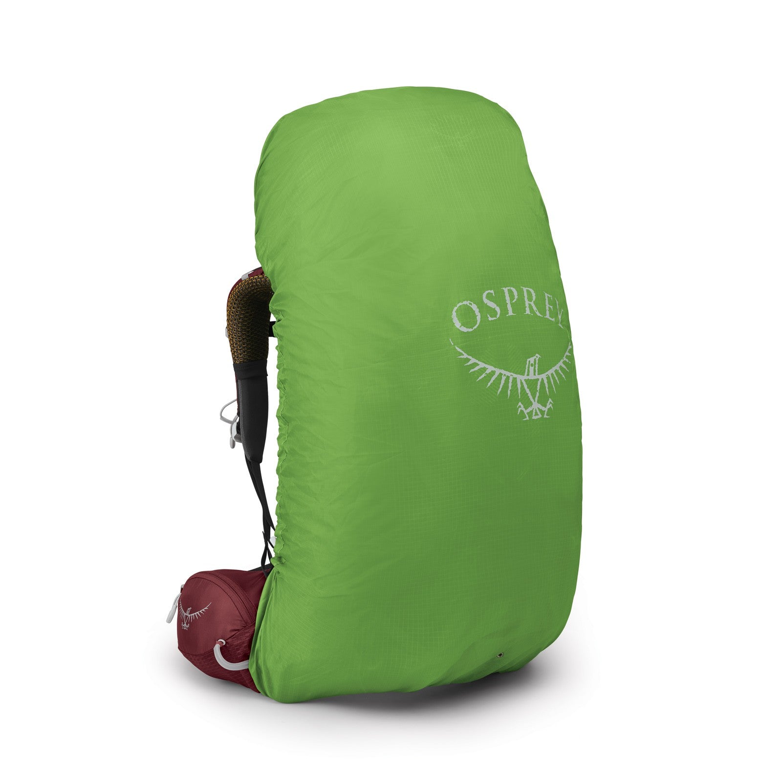 Osprey Aura AG 65 Backpacking Pack 65L in Berry Sorbet Red — angle view 2