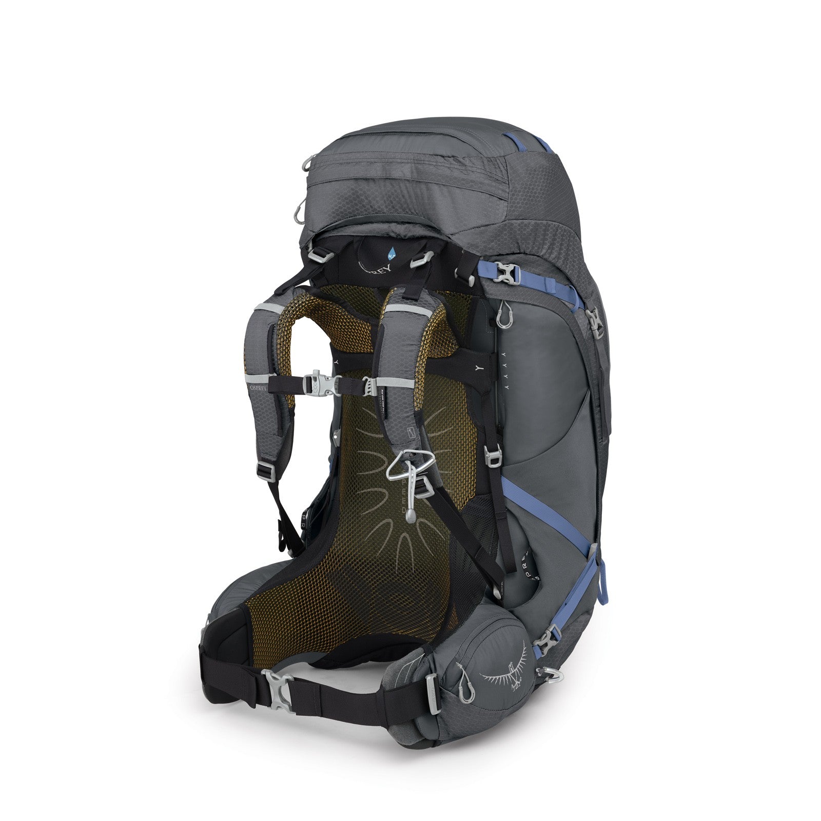 Osprey Aura AG 65 Backpacking Pack 65L in Tungsten Grey — back view