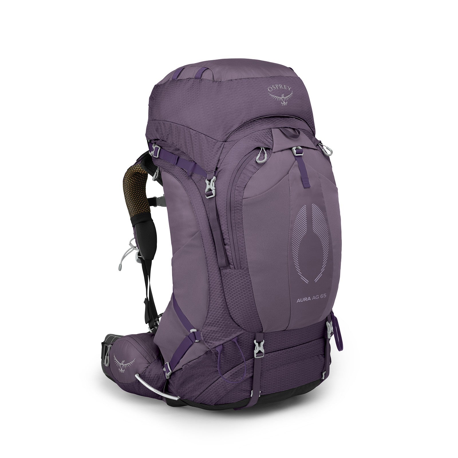 Osprey Aura AG 65 Backpacking Pack 65L in Enchantment Purple — front view