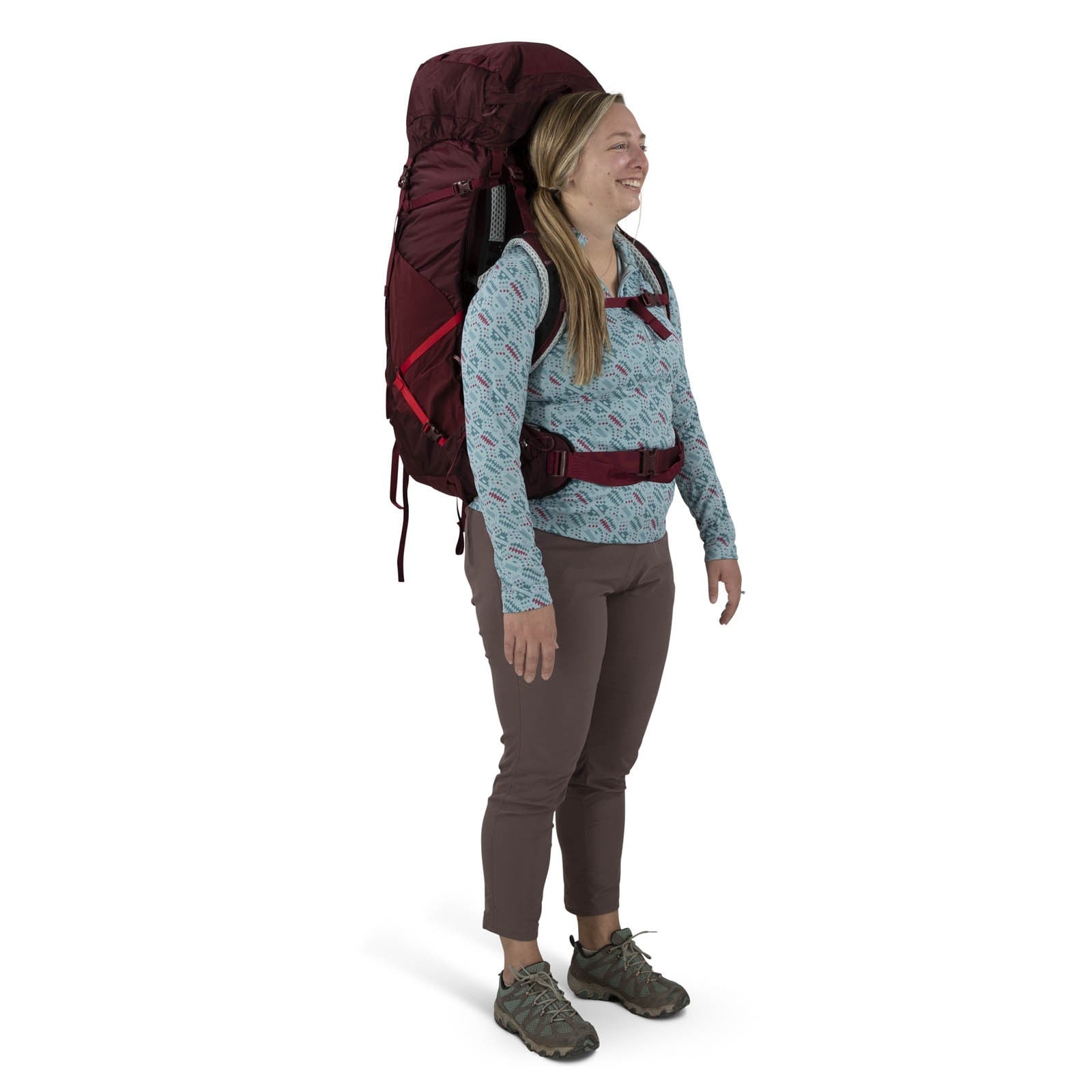 Osprey Aura AG LT 65 Backpacking Pack 65L in Antidote Purple — lifestyle
