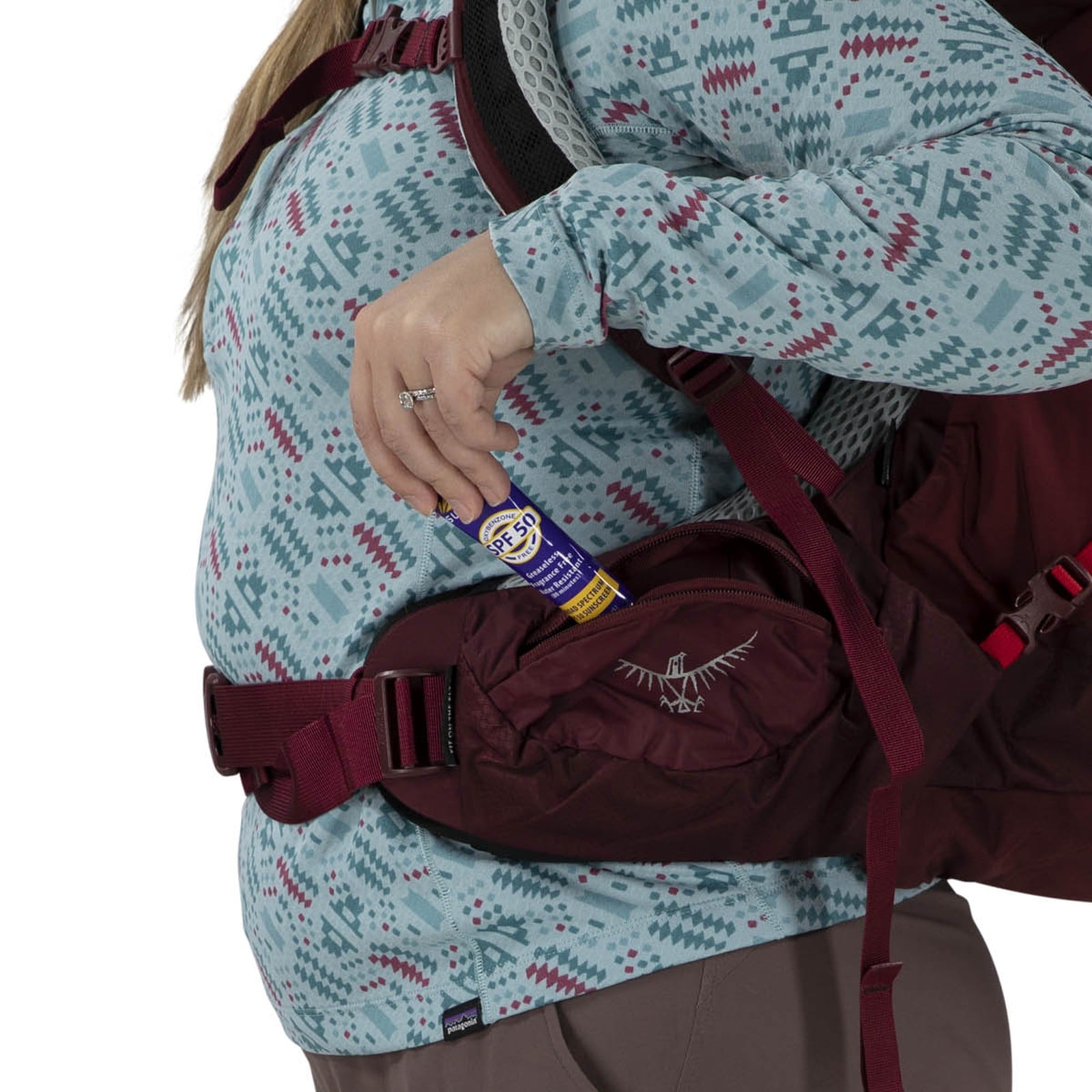 Osprey Aura AG LT 65 Backpacking Pack 65L in Antidote Purple — detail view