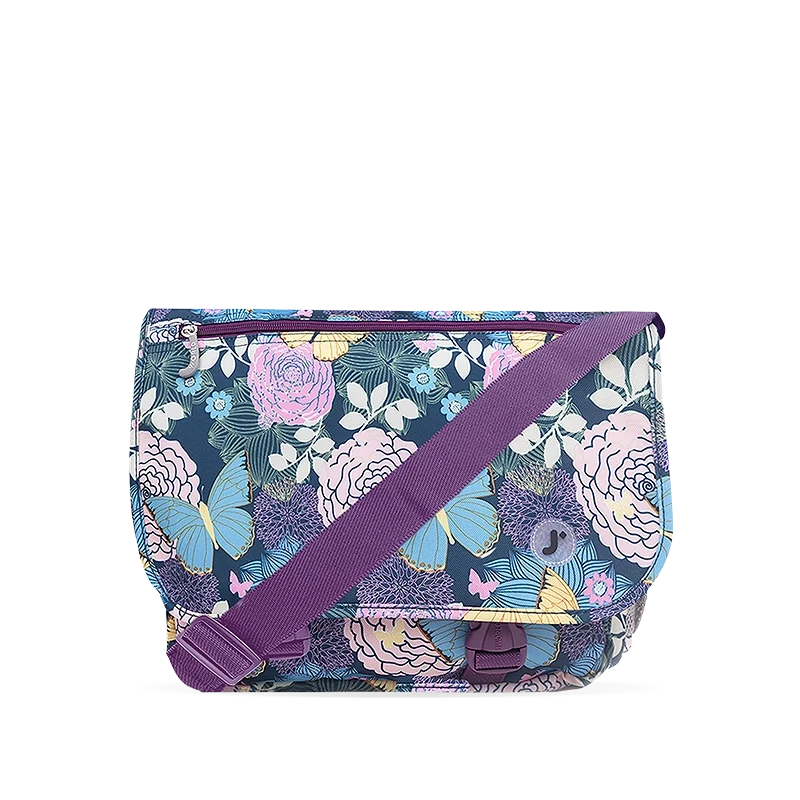 J World Terry Messenger Bag in Secret Garden — front view # color_Secret Garden