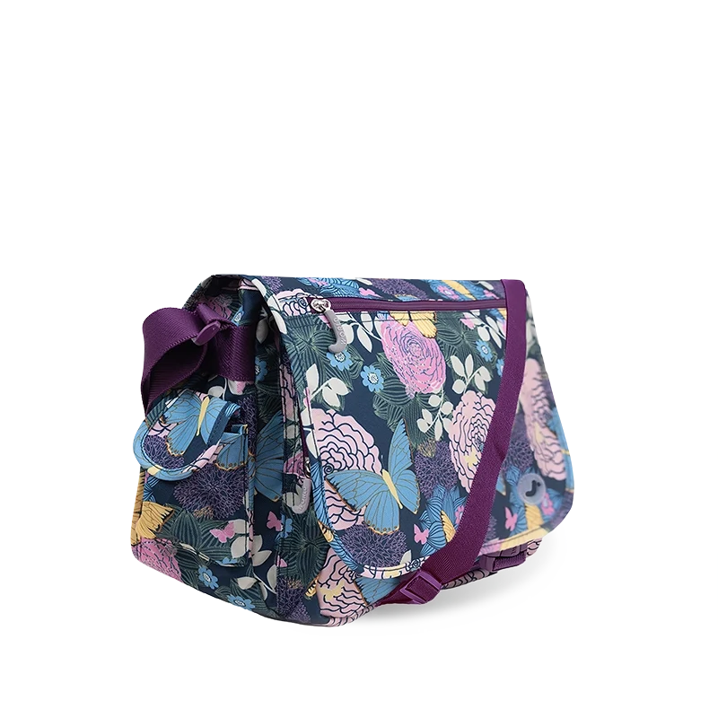 J World Terry Messenger Bag in Secret Garden — detail view 2 # color_Secret Garden