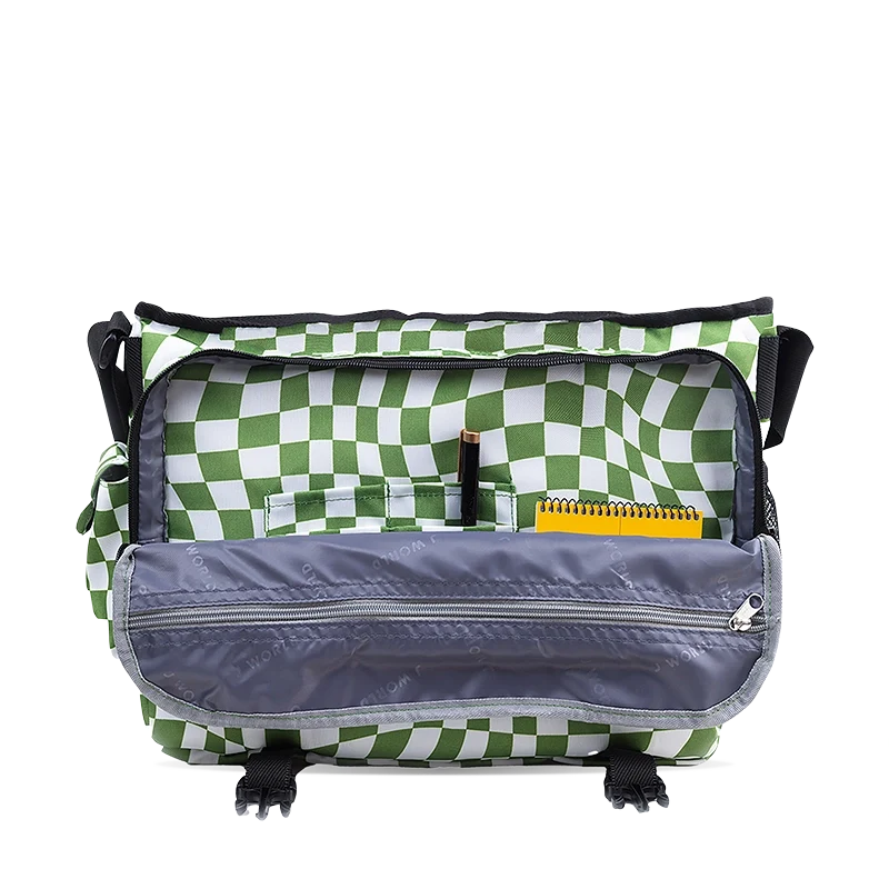 J World Thomas Laptop Messenger Bag in Matcha Checkers — detail view 3 # color_Matcha Checkers
