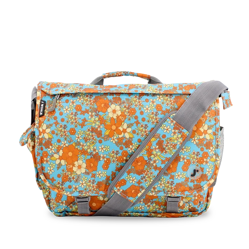 J World Thomas Laptop Messenger Bag in Retro Bloom — front view # color_Retro Bloom