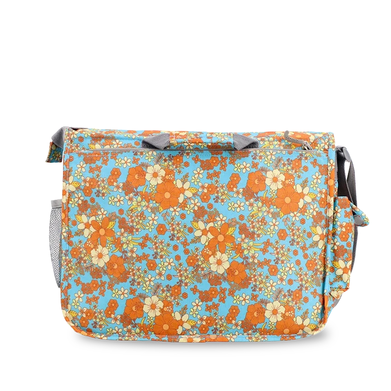 J World Thomas Laptop Messenger Bag in Retro Bloom — back view # color_Retro Bloom