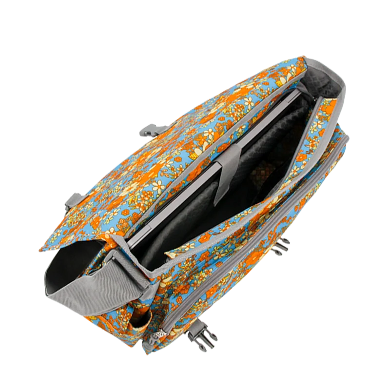 J World Thomas Laptop Messenger Bag in Retro Bloom — interior view # color_Retro Bloom