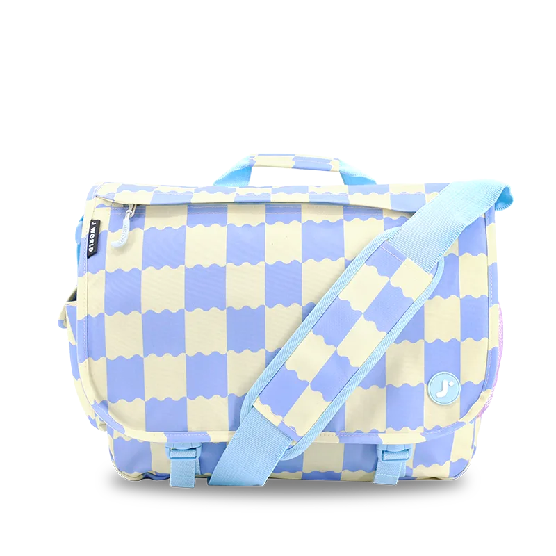 J World Thomas Laptop Messenger Bag in Wiggle Blue — front view # color_Wiggle Blue