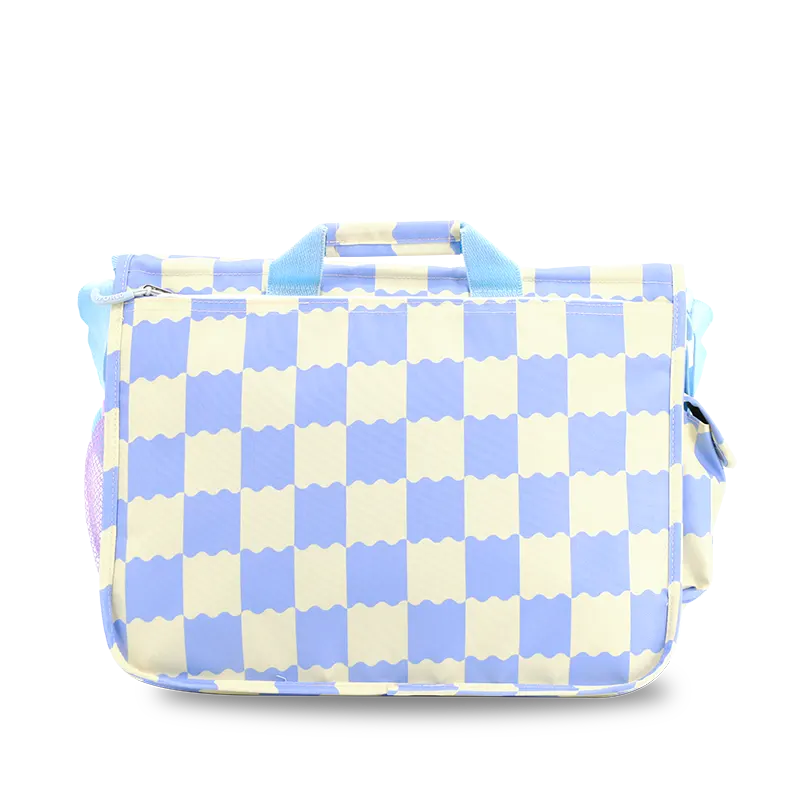 J World Thomas Laptop Messenger Bag in Wiggle Blue — back view # color_Wiggle Blue
