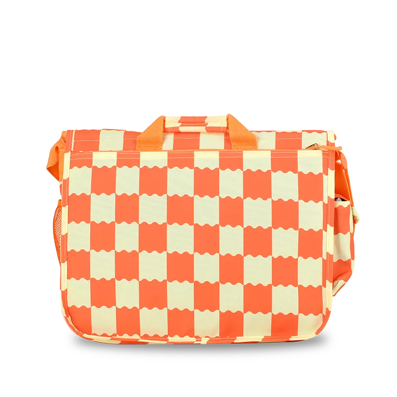 J World Thomas Laptop Messenger Bag in Wiggle Coral — back view # color_Wiggle Coral