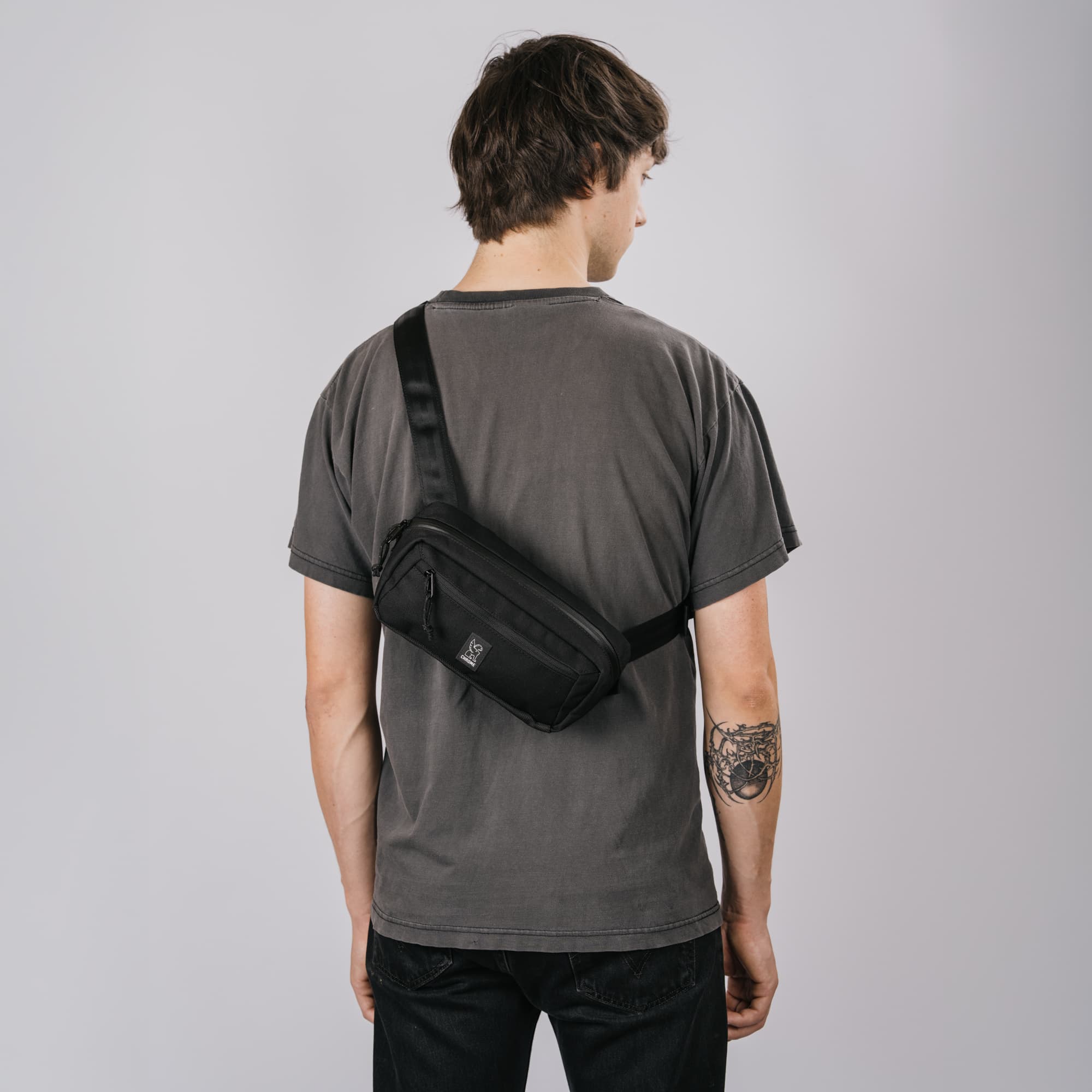 Chrome Industries Micro Kadet Sling Bag 3L in Black — angle view 8 # color_Black