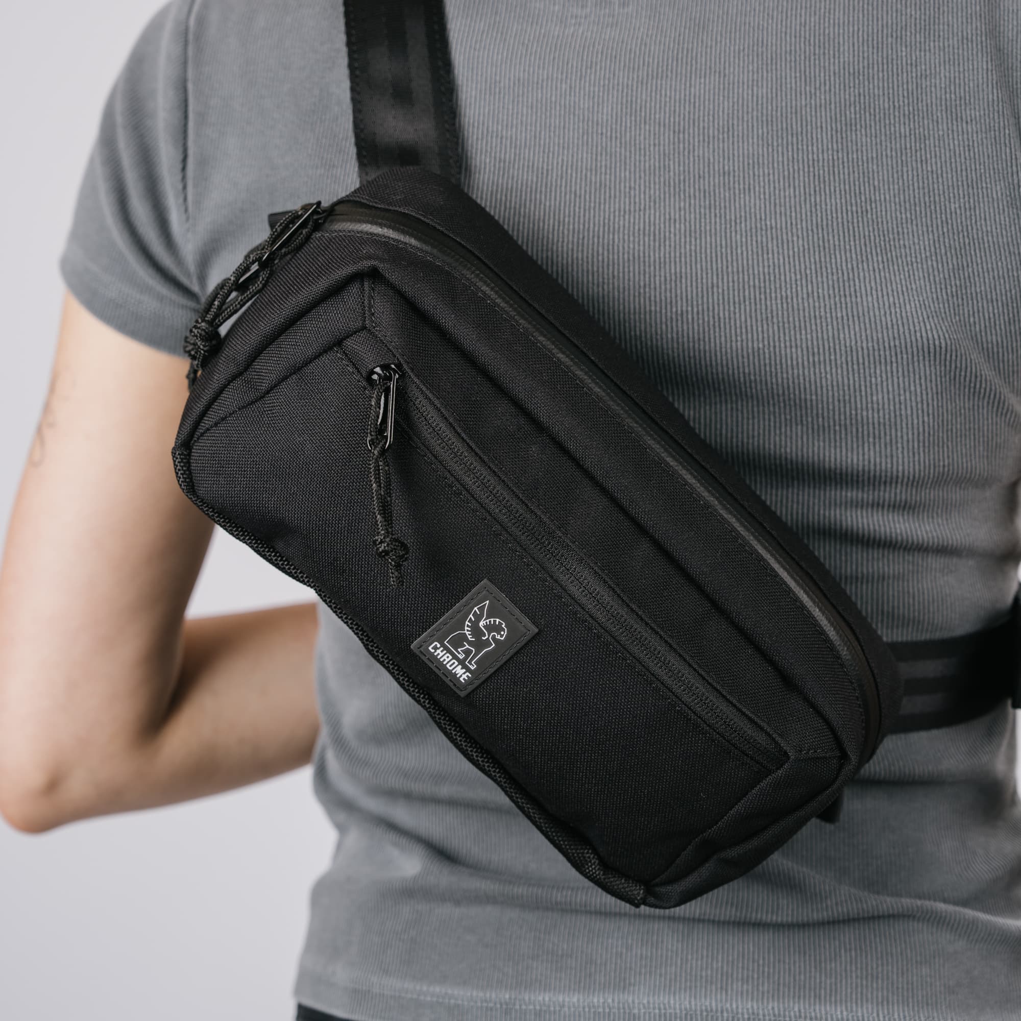 Chrome Industries Micro Kadet Sling Bag 3L in Black — angle view 4 # color_Black