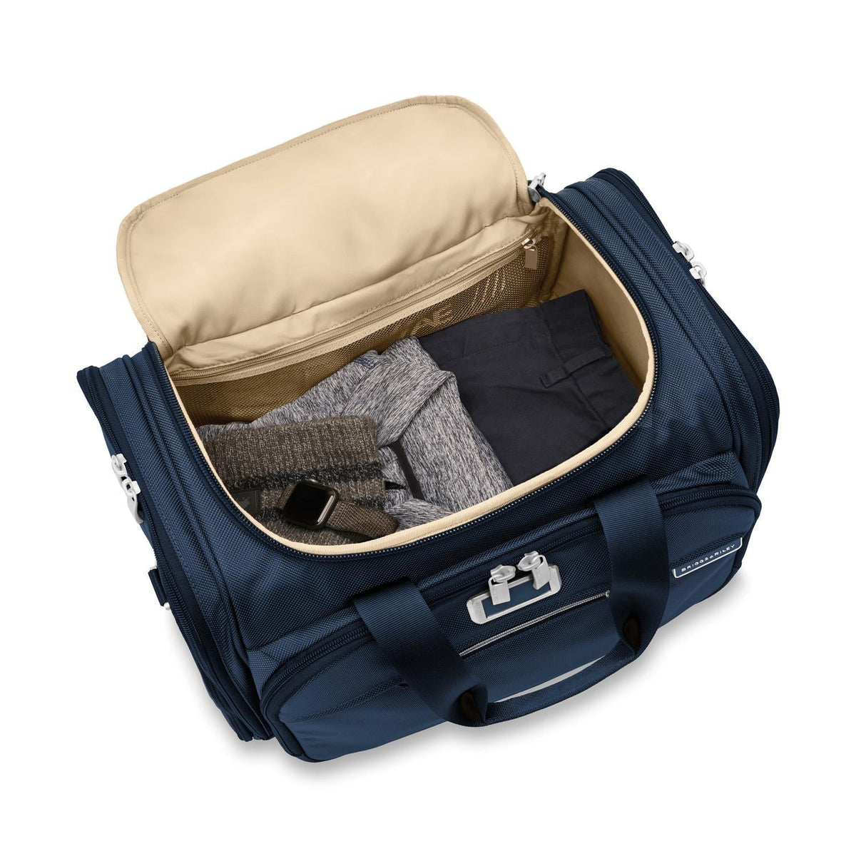 Briggs & Riley Baseline Underseat Duffle in Navy — interior view 2