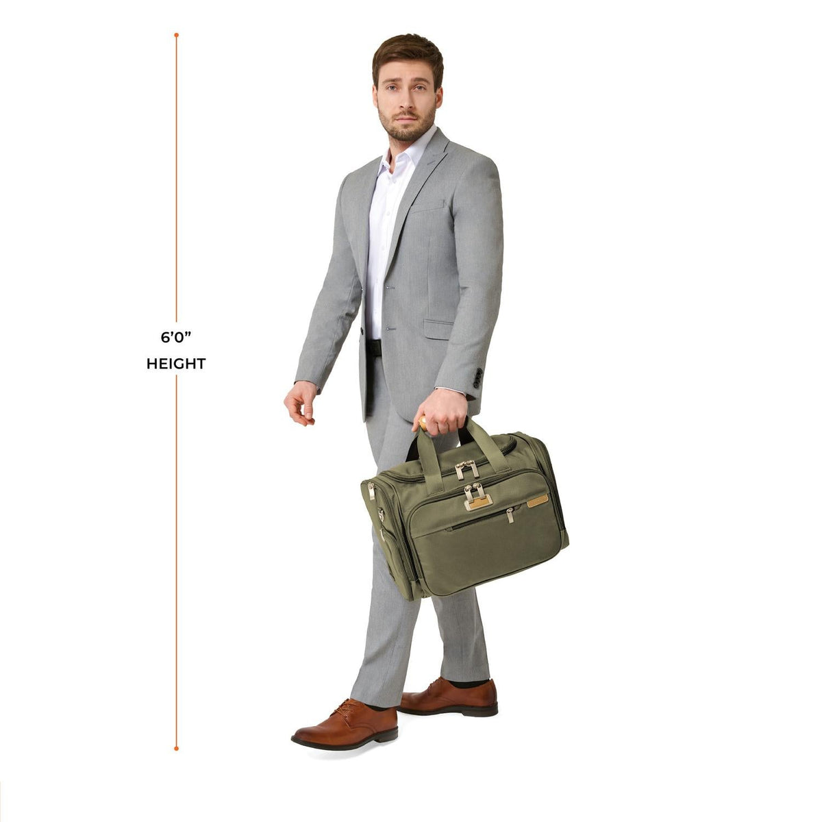 Briggs & Riley Baseline Underseat Duffle in Olive — lifestyle