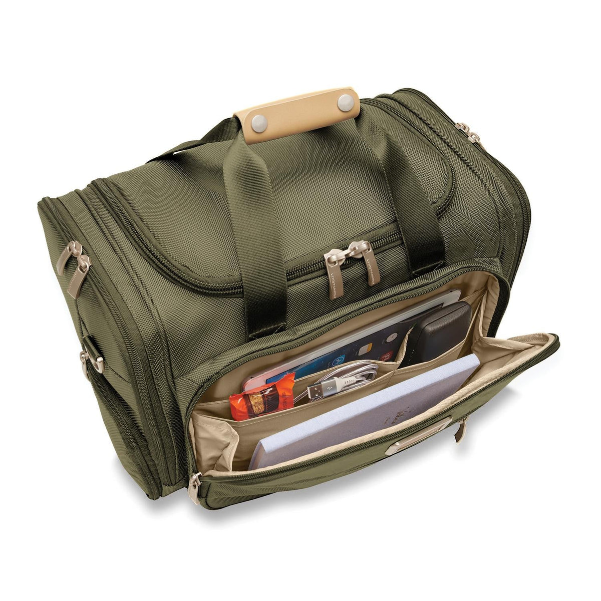 Briggs & Riley Baseline Underseat Duffle in Olive — detail view 7