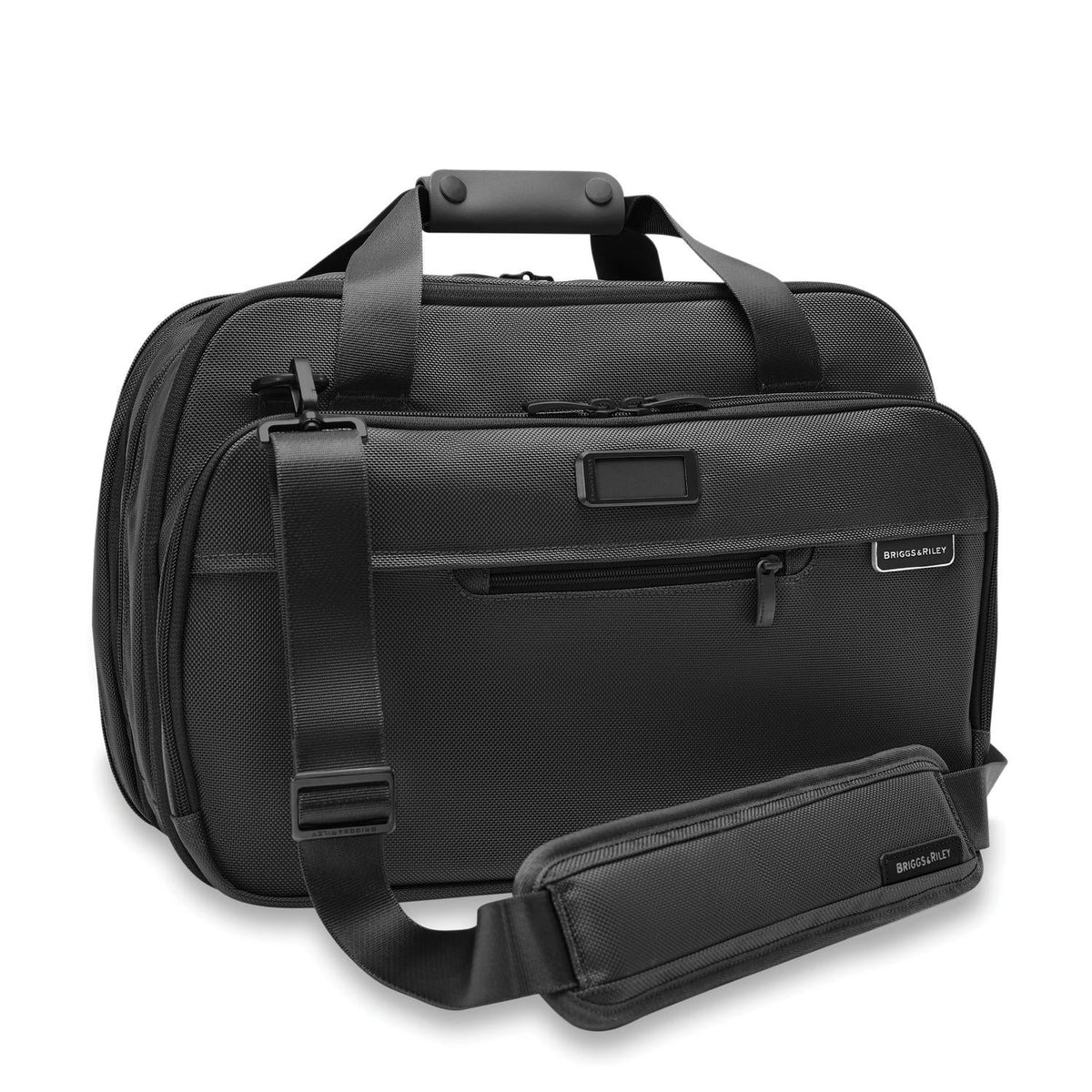 Briggs & Riley Baseline Expandable Cabin Bag in Black — angle view 2 # color_Black