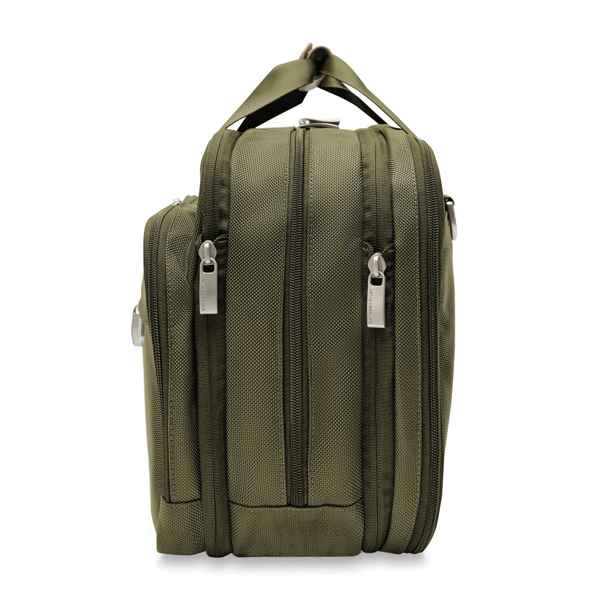 Briggs & Riley Baseline Expandable Cabin Bag in Olive — side view