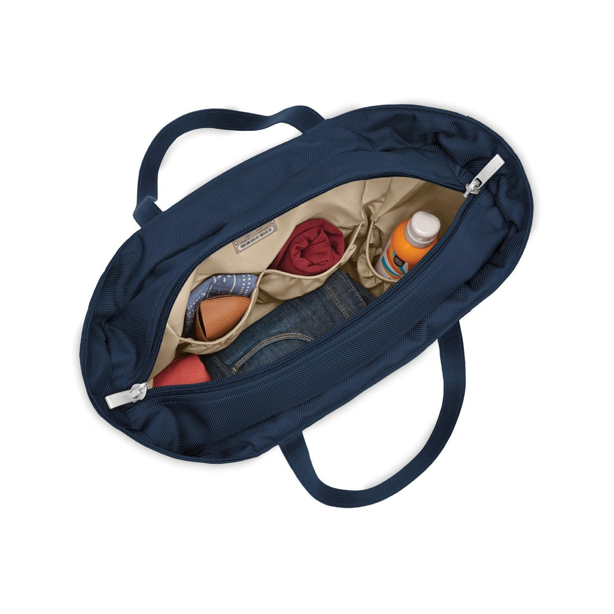 Briggs & Riley Baseline Traveler Tote in Navy — interior view