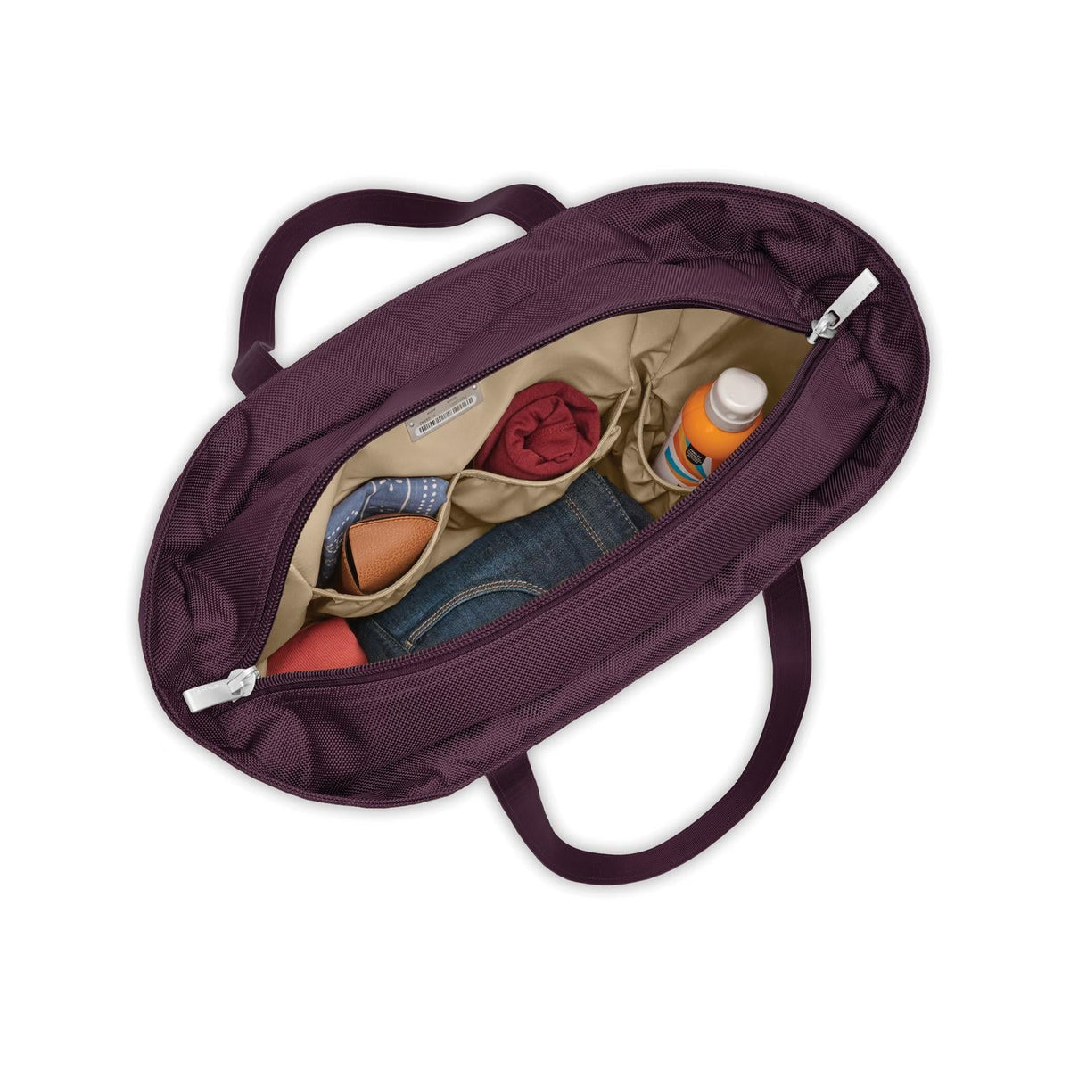 Briggs & Riley Baseline Traveler Tote in Plum — interior view