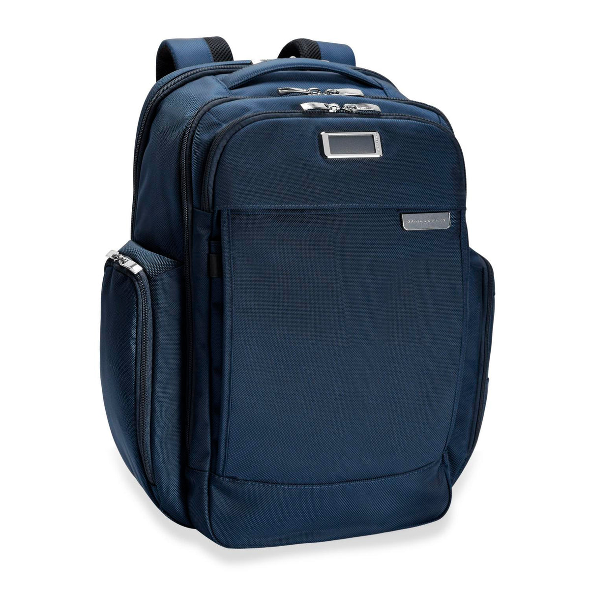 Briggs & Riley Baseline Traveler Backpack in Navy — angle view 2