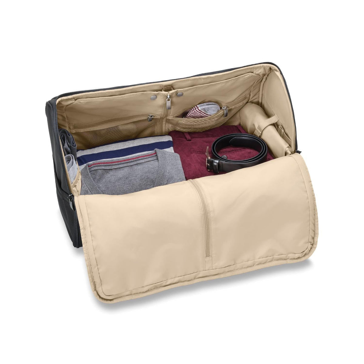 Briggs & Riley Baseline Garment Duffle in Black — interior view 2