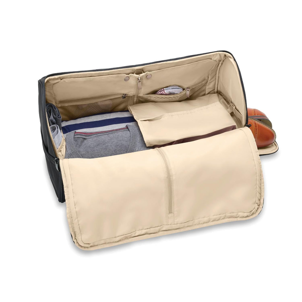 Briggs & Riley Baseline Garment Duffle in Black — interior view 3
