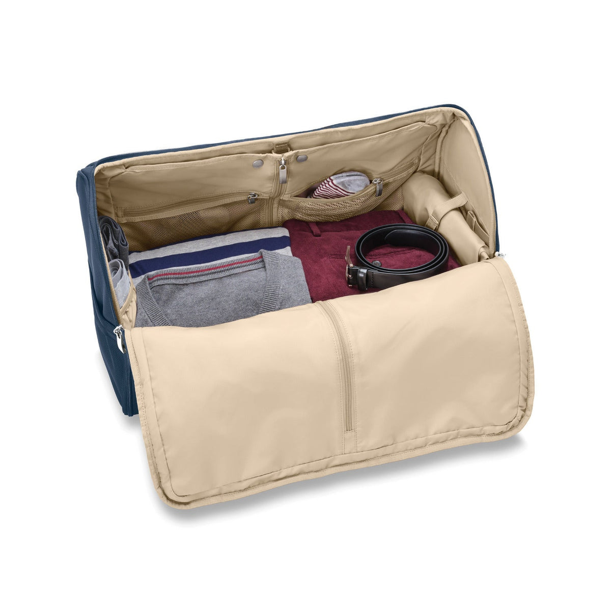 Briggs & Riley Baseline Garment Duffle in Navy — interior view 5
