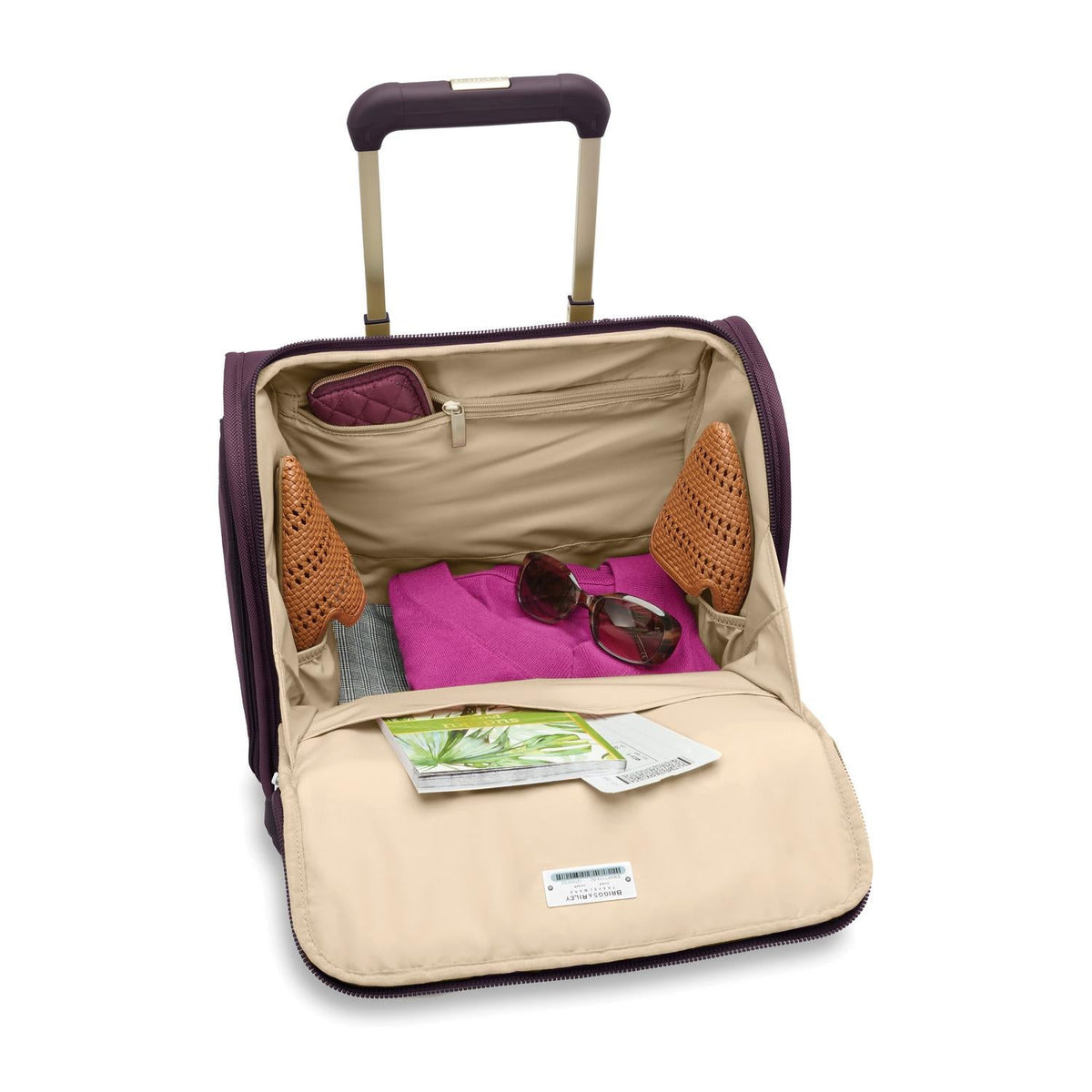 Briggs & Riley Baseline Cabin Spinner in Plum — interior view