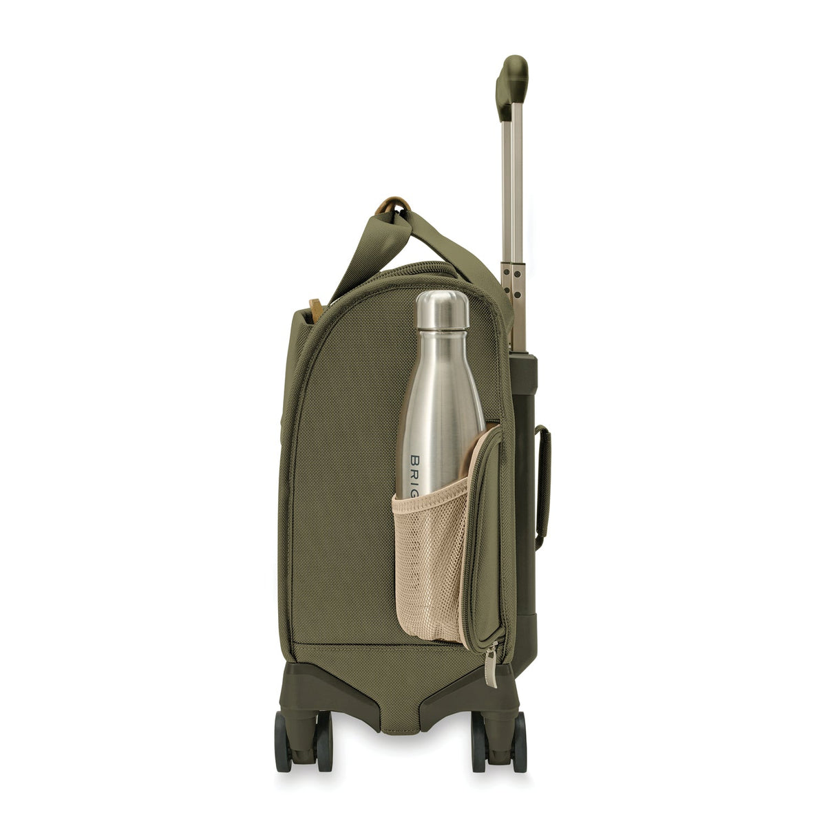 Briggs & Riley Baseline Cabin Spinner in Olive — side view 2