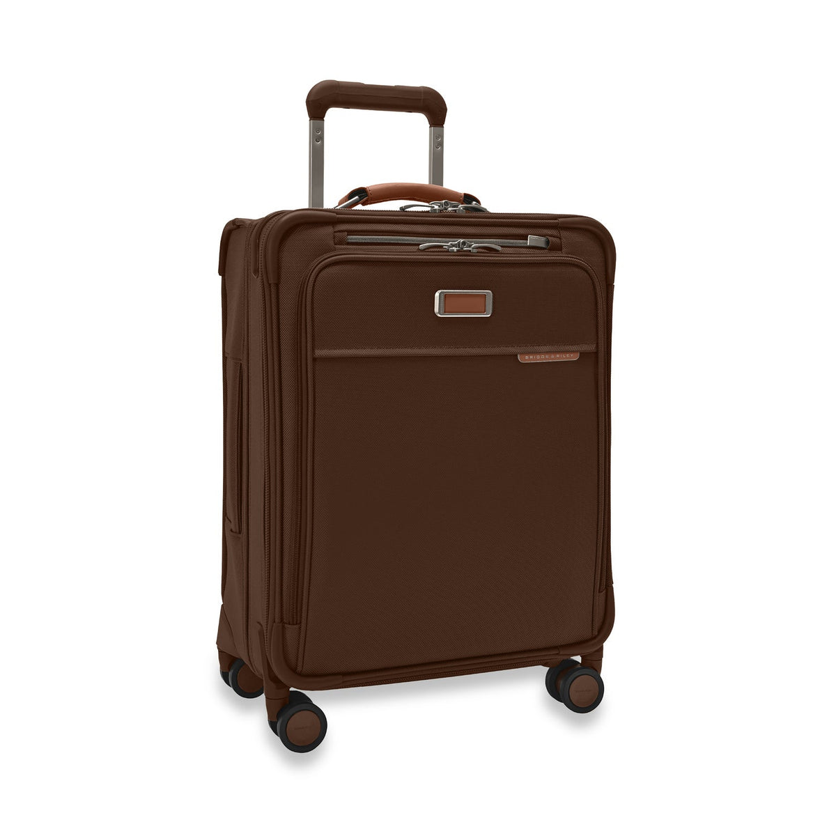 Briggs & Riley Baseline Global 21" Carry-On Expandable Spinner in Chocolate — angle view 2