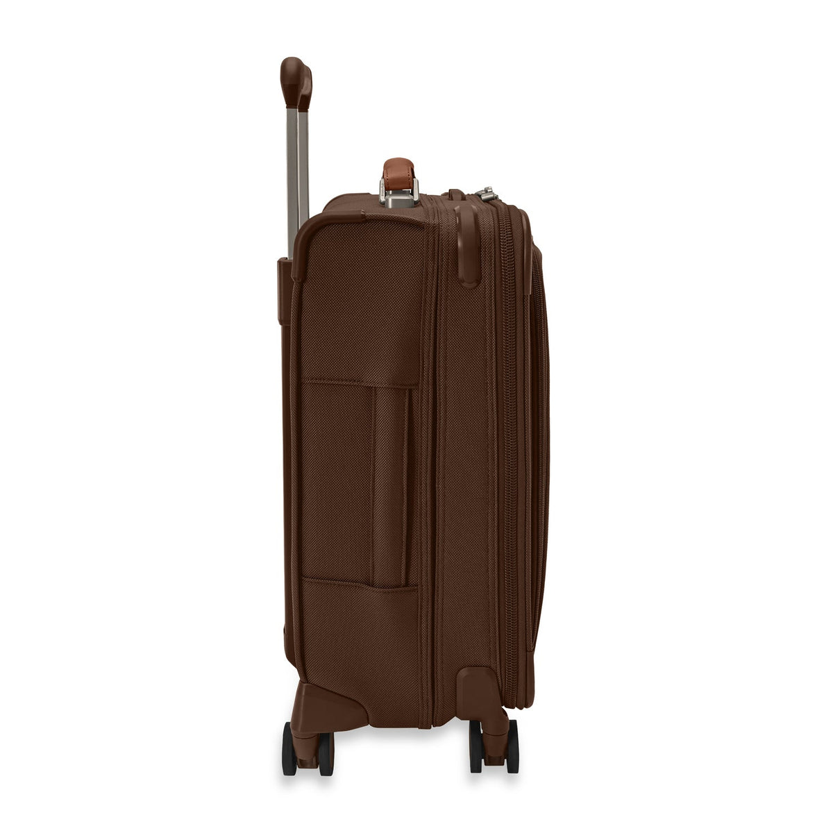 Briggs & Riley Baseline Global 21" Carry-On Expandable Spinner in Chocolate — angle view 3