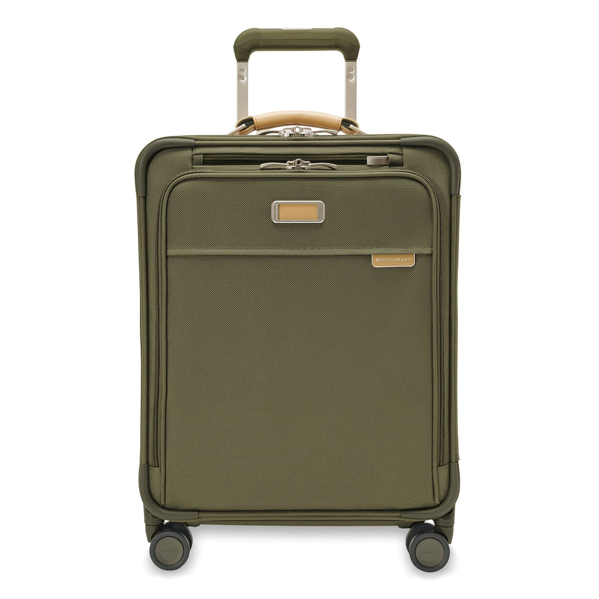 Briggs & Riley Baseline Global 21" Carry-On Expandable Spinner in Olive — front view