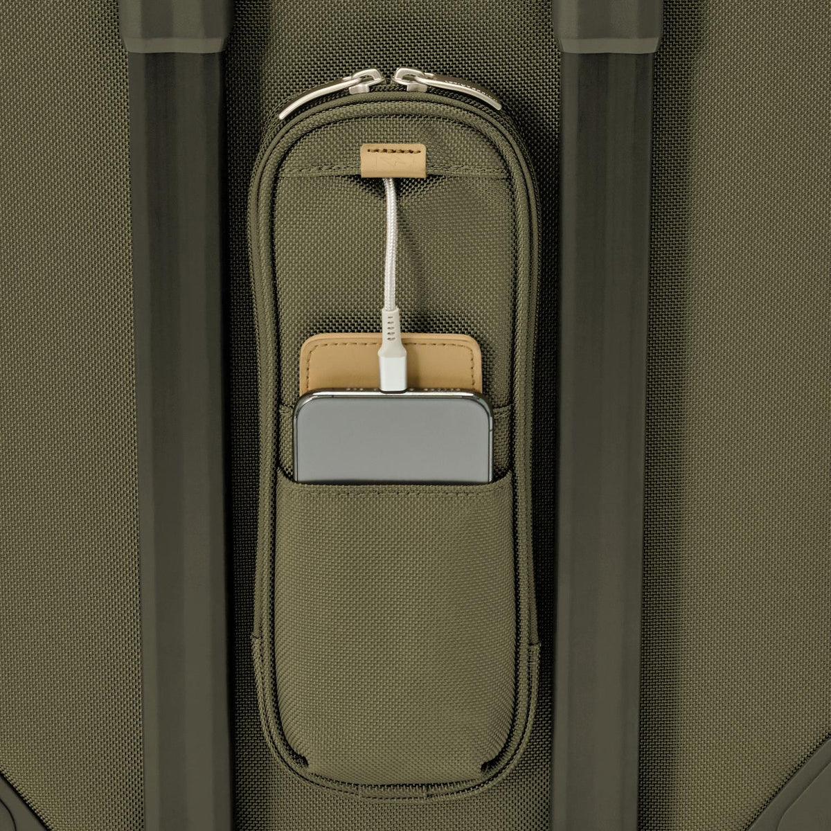 Briggs & Riley Baseline Global 21" Carry-On Expandable Spinner in Olive — detail view 3