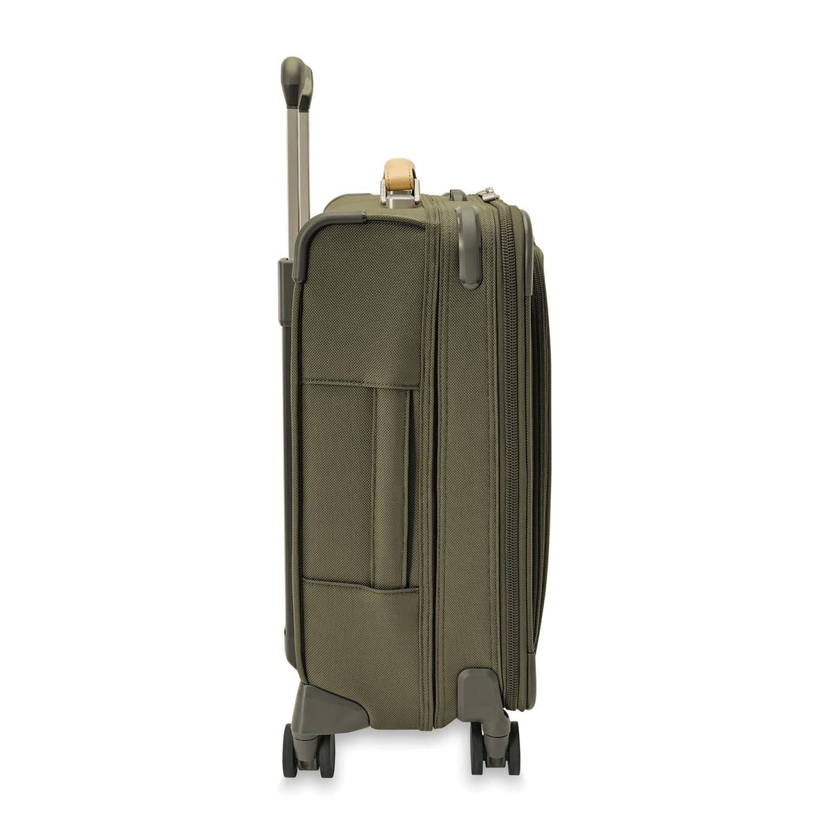 Briggs & Riley Baseline Global 21" Carry-On Expandable Spinner in Olive — angle view 3