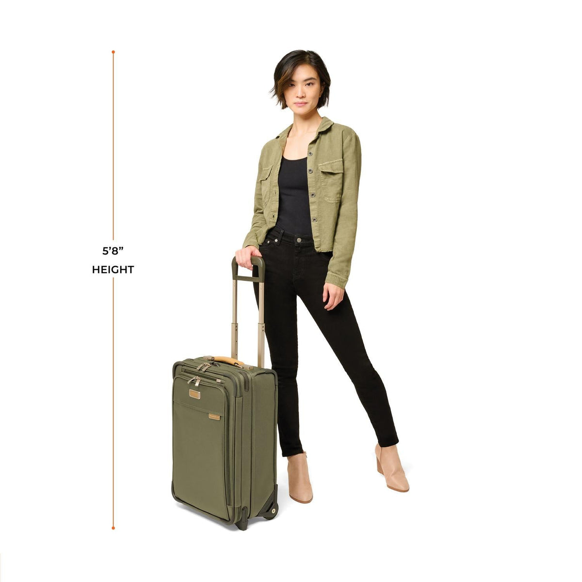 Briggs & Riley Baseline Essential 22" 2-Wheel Expandable Carry-On in Olive — lifestyle