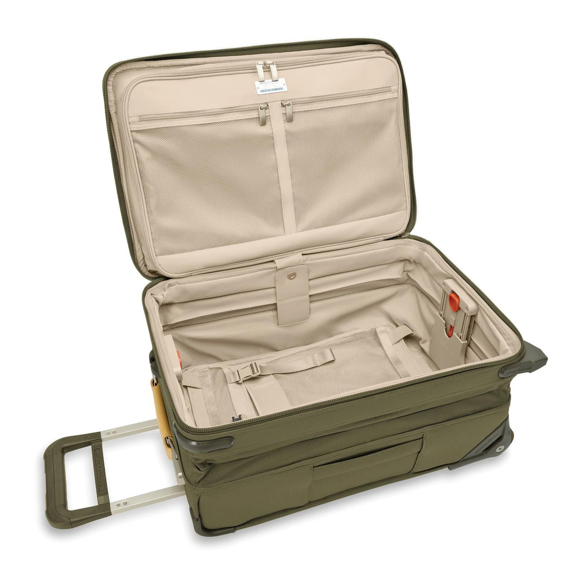 Briggs & Riley Baseline Essential 22" 2-Wheel Expandable Carry-On in Olive — interior view