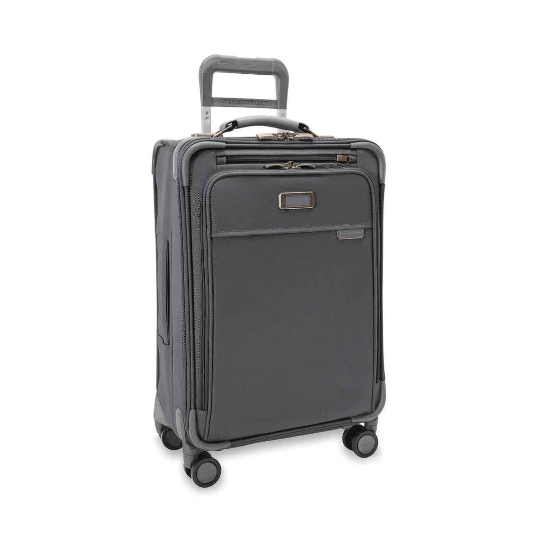 Briggs & Riley Baseline Essential 22" Carry-On Expandable Spinner in Steel Gray — angle view