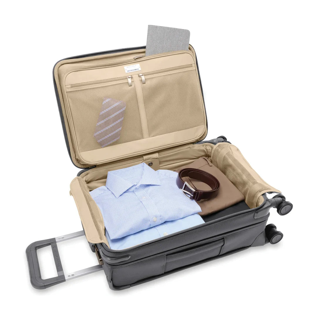 Briggs & Riley Baseline Essential 22" Carry-On Expandable Spinner in Steel Gray — interior view 2