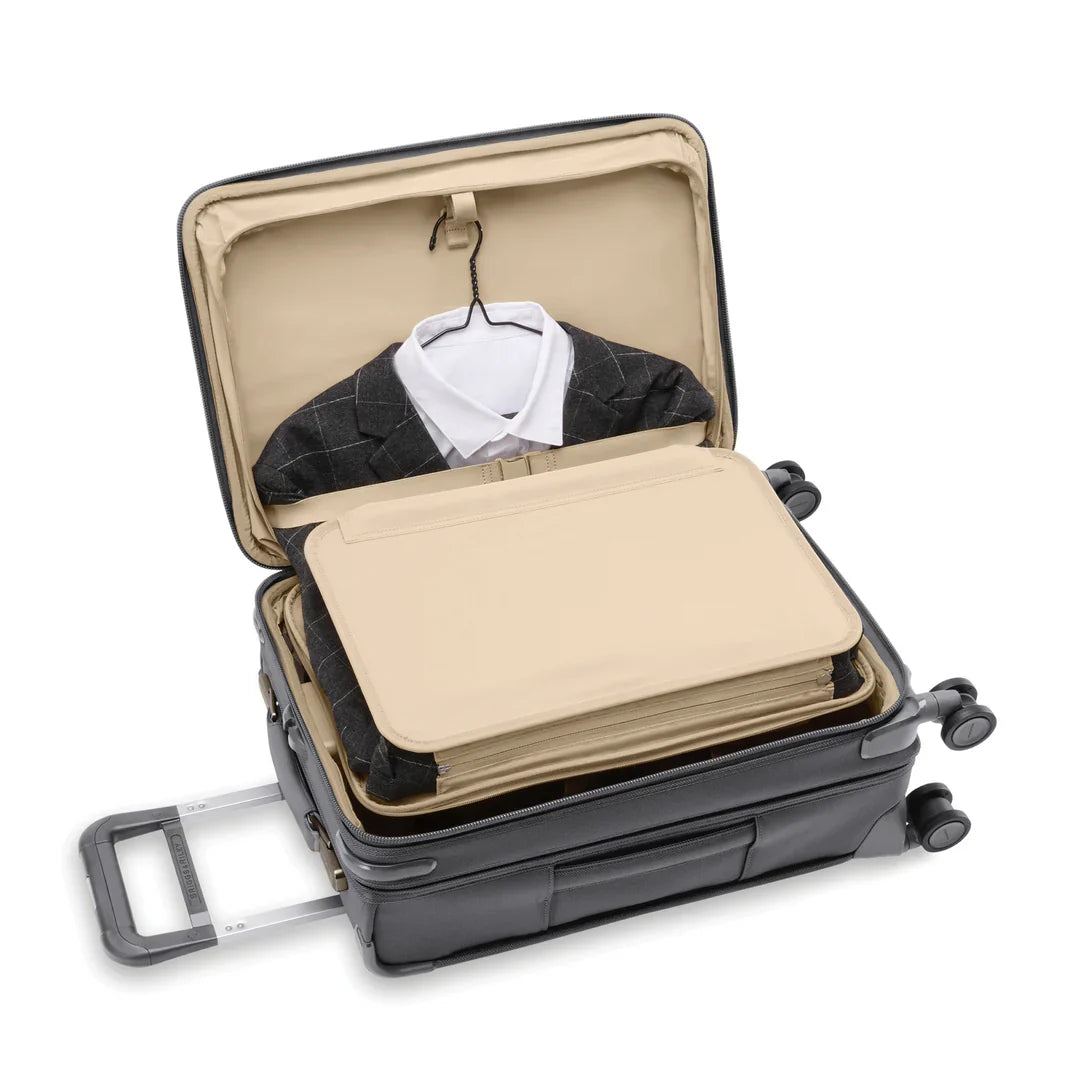 Briggs & Riley Baseline Essential 22" Carry-On Expandable Spinner in Steel Gray — interior view