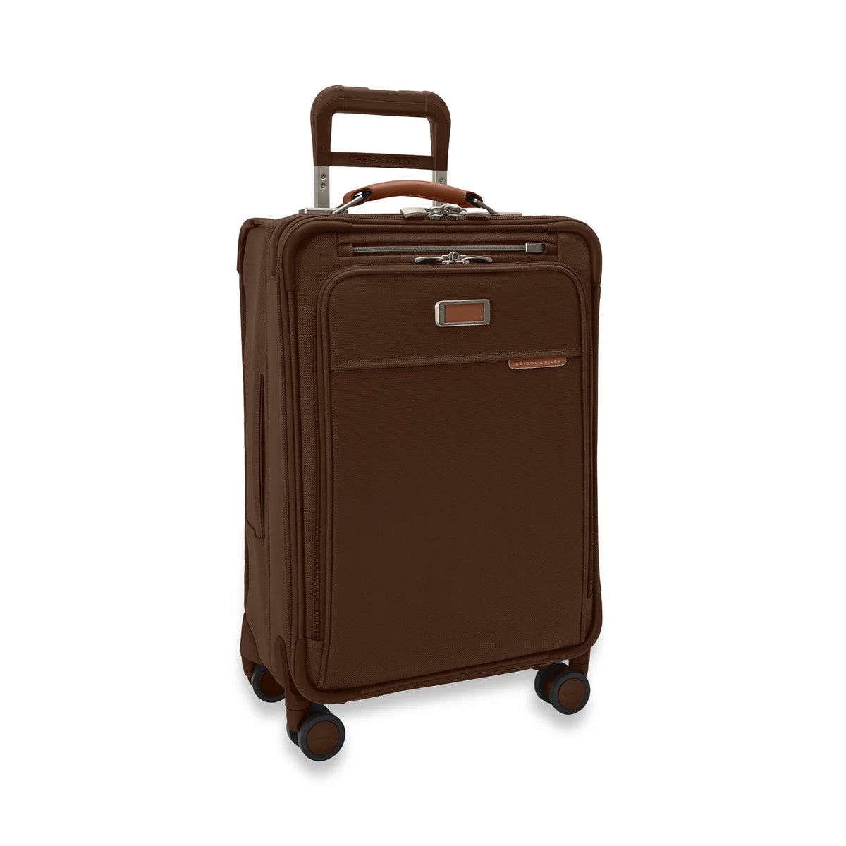 Briggs & Riley Baseline Essential 22" Carry-On Expandable Spinner in Chocolate — angle view 2