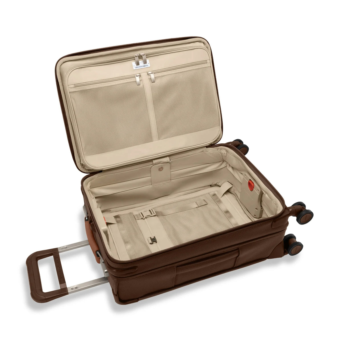 Briggs & Riley Baseline Essential 22" Carry-On Expandable Spinner in Chocolate — interior view