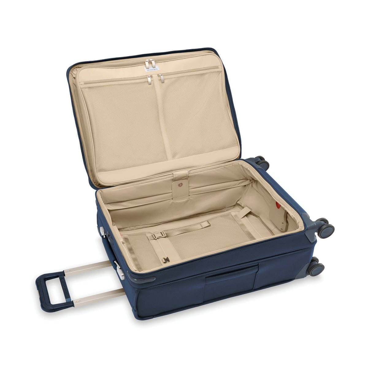 Briggs & Riley Baseline Compact Checked Expandable Spinner in Navy — interior view