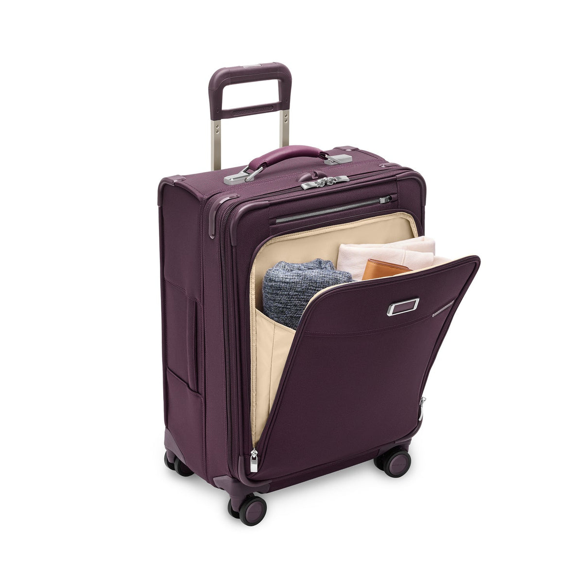 Briggs & Riley Baseline Compact Checked Expandable Spinner in Plum — detail view 2