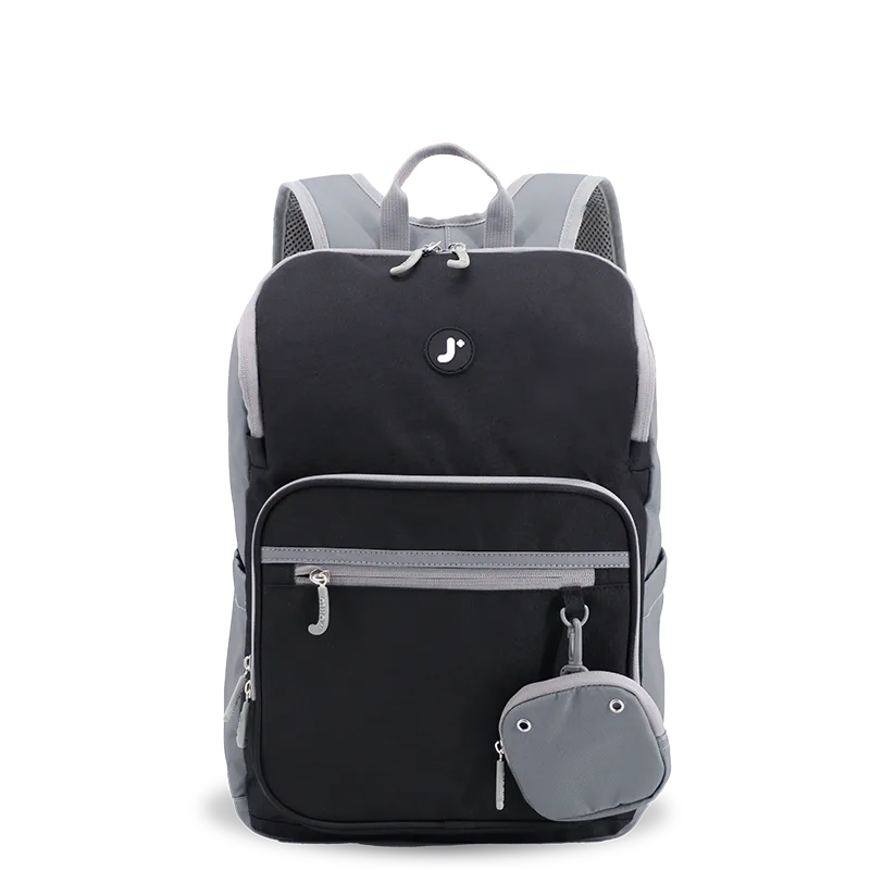 J World Junior Backpack With Lunch Box For School in Black — front view 2 # color_Black