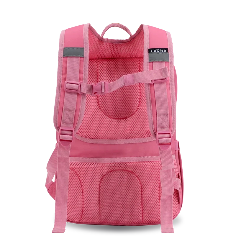J World Junior Backpack With Lunch Box For School in Metallic Silver — back view # color_Metallic Silver